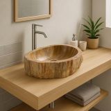 Kamienna umywalka Foresta, skamieniałe drewno