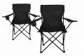 Zestaw na camping - 2x składane krzesło z uchwytem - czarne