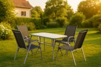 Zestaw ogrodowy 5-częściowy, stół ze szkłem, 4 krzesła