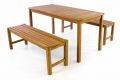 Zestaw ogrodowy ławki i stoł DIVERO - drewno tekowe