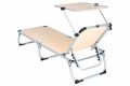 Składany leżak ogrodowy z baldachimem - beżowy