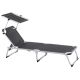 Leżak ogrodowy, składany z daszkem, antracyt 187 cm