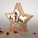 Drewniana gwiazda z motywem bałwanka, 8 LED , ciepła biel