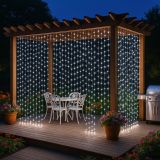 Zewnętrzna kurtyna świetlna LED 3×3 m, zimna biel, 300 diod