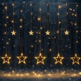 Dekoracja świąteczna - świecące gwiazdki,150LED, ciepła biel