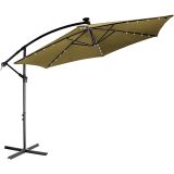 STILISTA Parasol ogrodowy z rączką 3 m, khaki + LED