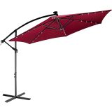 STILISTA  Parasol ogrodowy z rączką 3,5m, czerwony + LED