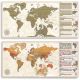 Wycierana mapa świata w stylu vintage antycznym - 100 x