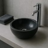 Umywalka z kamienia naturalnego Gemma 501 polerowany marmur Ø45 cm Black.