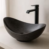 Umywalka z naturalnego kamienia Aithér Black - kolor czarny