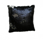 Poszewka z cekinami MAGIC 40 x 40 cm - czarny / matowy srebr