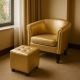 Fotel ze stołkiem Chesterfield 2, złoty