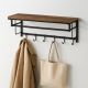 Wieszak ścienny z półką, drążkiem i haczykami, 66 cm