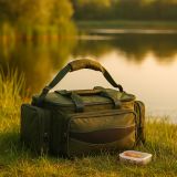 Wodoodporna torba wędkarska zielona, 56×31×30 cm, poliester