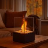 Kominek stołowy ze stali nierdzewnej, czarny, 245 x 205 x 28