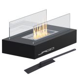 Kominek stołowy ze stali nierdzewnej, czarny, 350 x 182 x 14