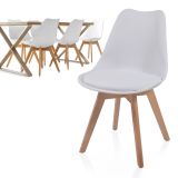 MIADOMODO Zestaw krzeseł do jadalni, biały, 6 sztuk