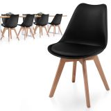 MIADOMODO Zestaw krzeseł do jadalni, czarny, 8 sztuk