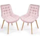 MIADOMODO Zestaw pikowanych krzeseł do jadalni, różowy, 2 sz