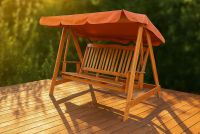 Huśtawka ogrodowa 3-osobowa, sosnowa, 192 cm, z dachem